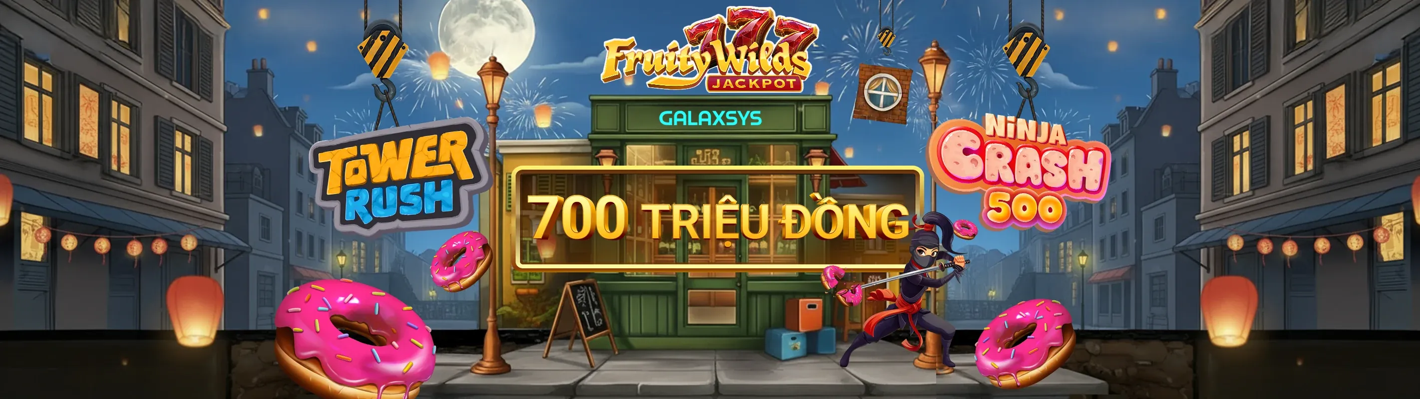 Hình ảnh chính của slot game vin777 login với các biểu tượng may mắn và hiệu ứng ánh sáng rực rỡ